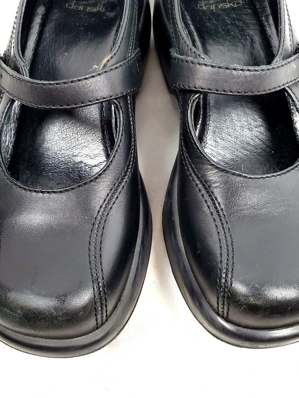 Dansko Chunky Black Leather Platform Mary Jane Shoe